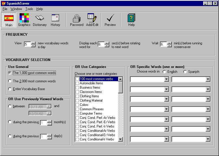 SpanishSaver-Interactive Spanish Screensaver Screenshot